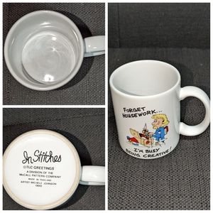 In stitches vintage coffee mug